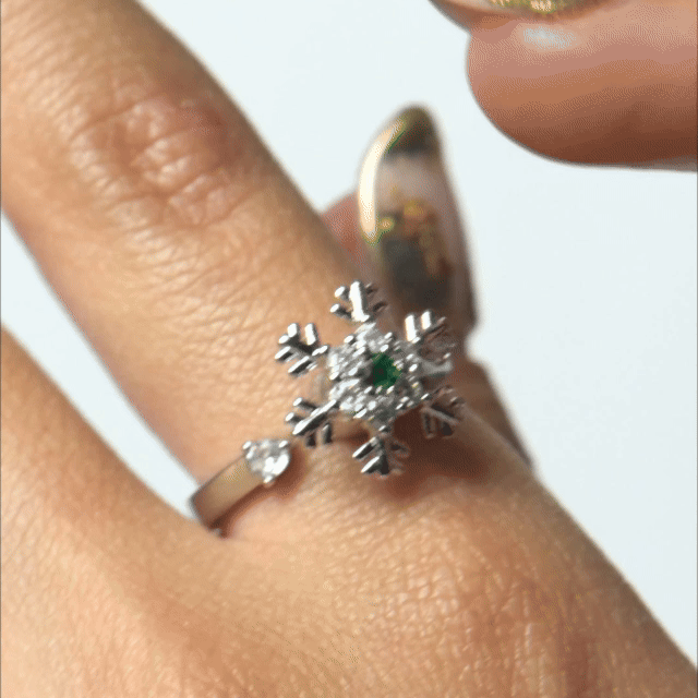 Anillo Giratorio Copo de Nieve Plateado - Agosto 18