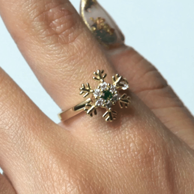 Anillo Giratorio Copo de Nieve Dorado - Agosto 18