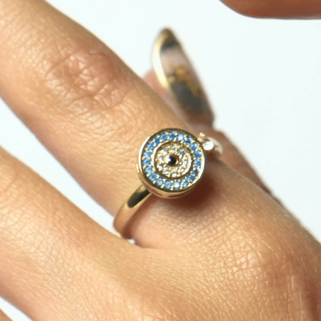Anillo Giratorio Ojo Turco Plateado - Agosto 18