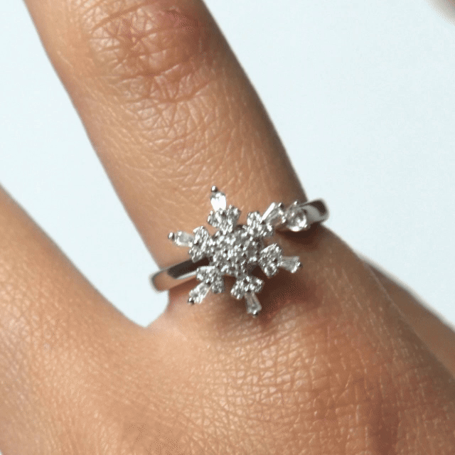 Anillo Giratorio Copo de Nieve Zirconias - Agosto 18