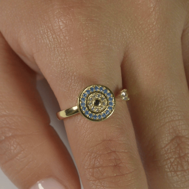 Anillo Giratorio Ojo Turco Dorado