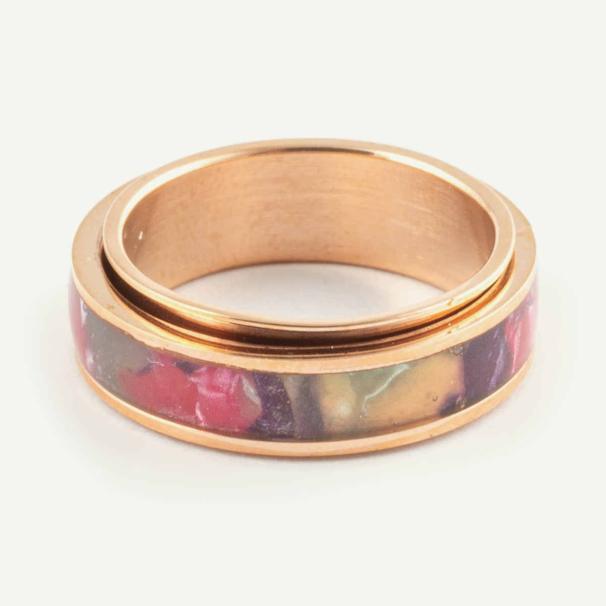 Anillo Anti-Estrés Deslizante Pink Splash Dorado