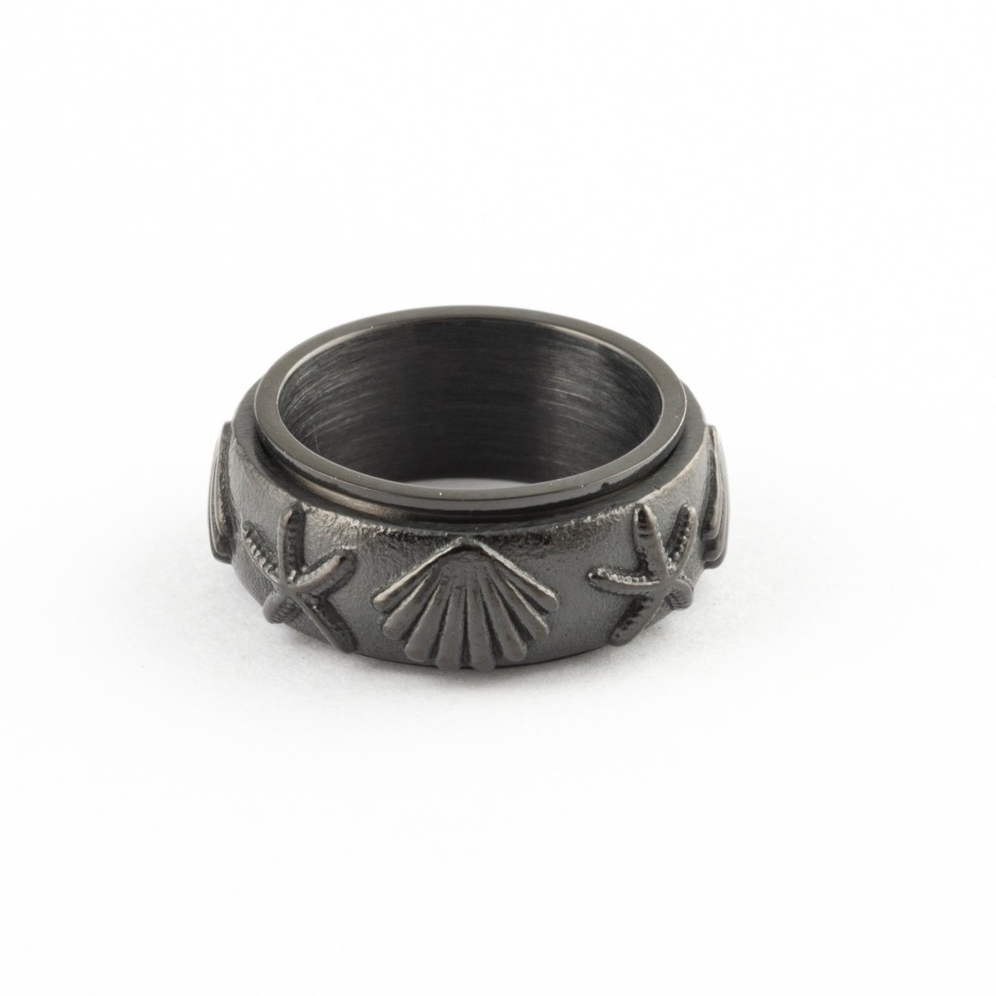 Anillo Anti-Estrés Deslizante Conchas Negro