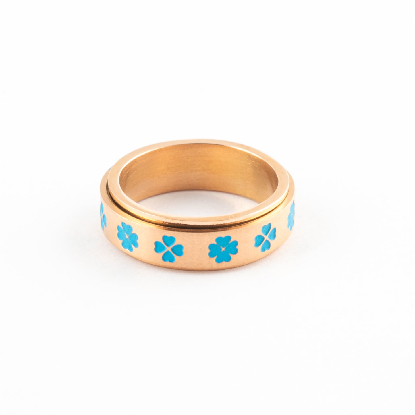 Anillo Anti-Estrés Deslizante Trébol Azul