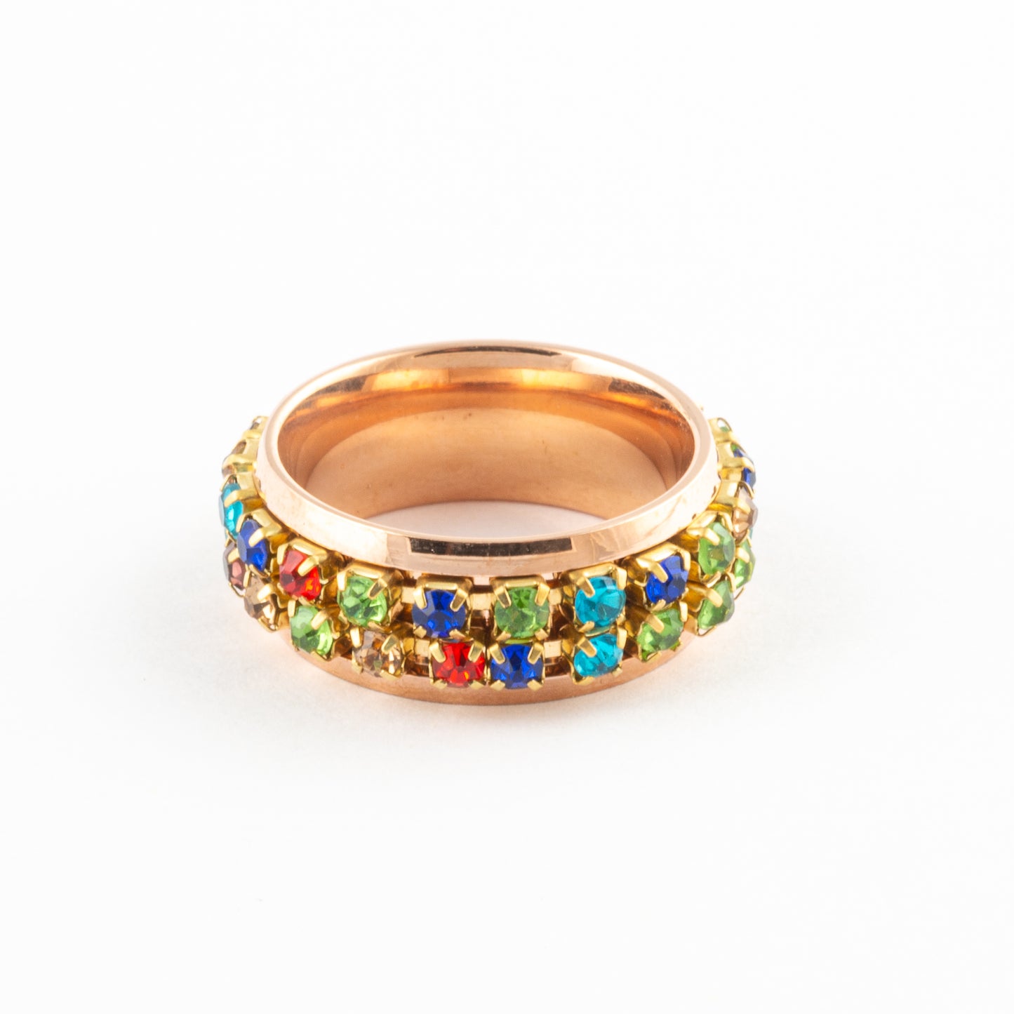 Anillo Anti-Estrés Deslizante Piedritas Oro Rosa