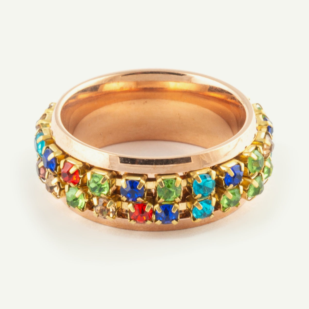 Anillo Anti-Estrés Deslizante Piedritas Oro Rosa
