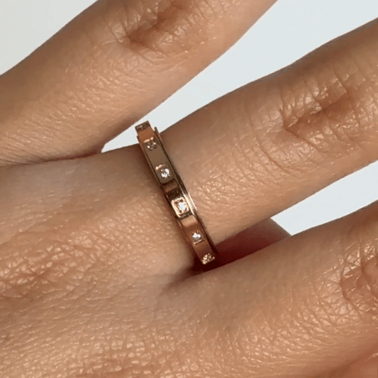 Anillo Deslizante Delgado Brillos Oro Rosa