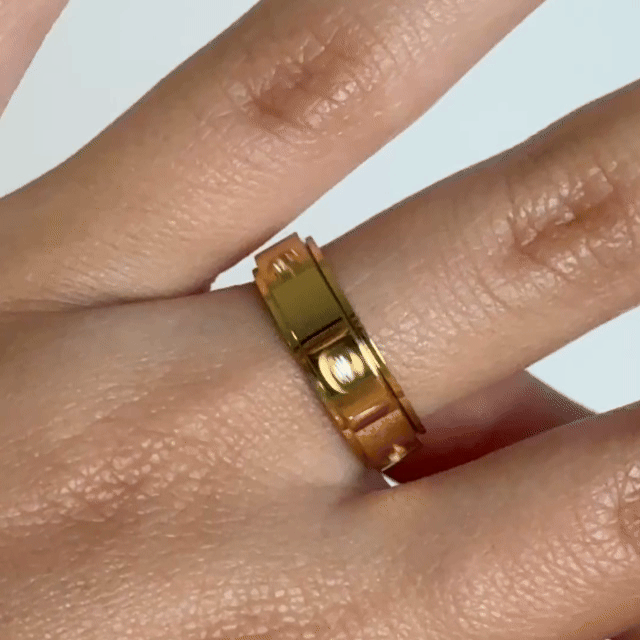 Anillo Deslizante Insertos Zirconias Dorado