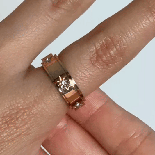 Anillo Deslizante Estrella Norte Oro Rosa