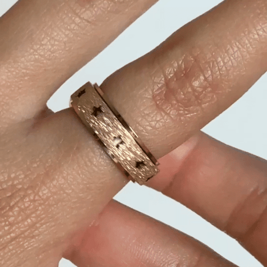 Anillo Deslizante Estrellas Aspero Oro Rosa