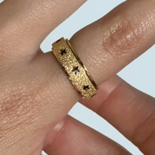 Anillo Deslizante Estrellas Aspero Dorado
