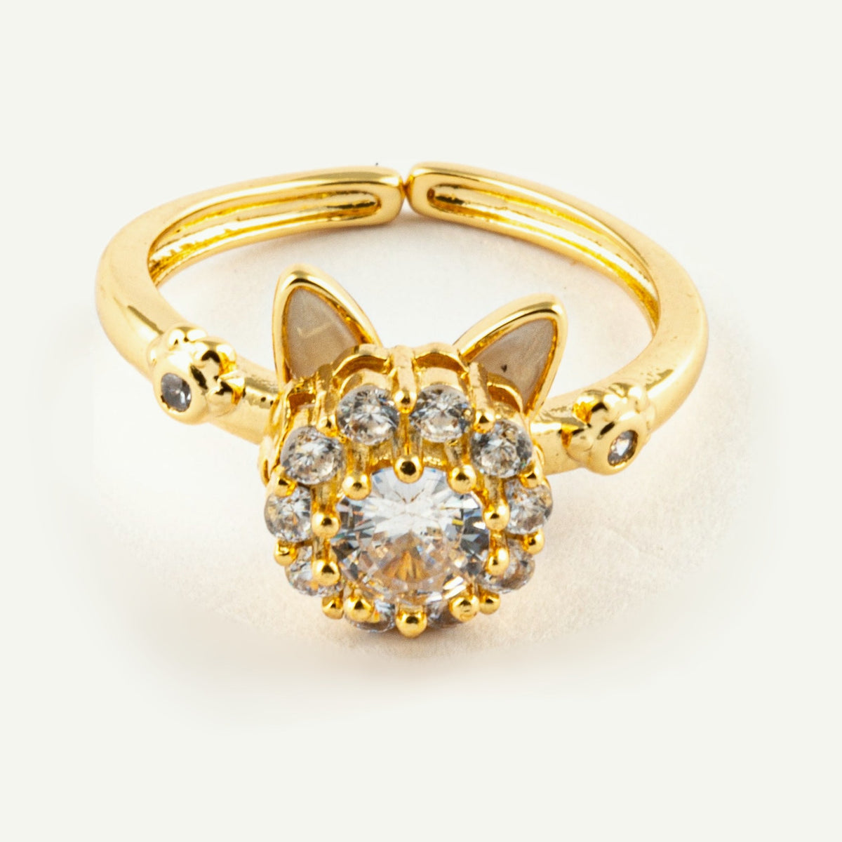 Anillo Anti-Estrés Orejas Gatito Dorado