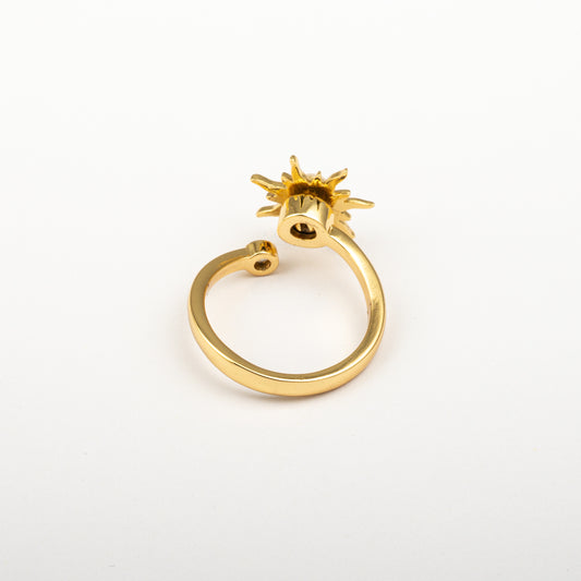 Anillo Anti-Estrés Plata S925 Sol Dorado