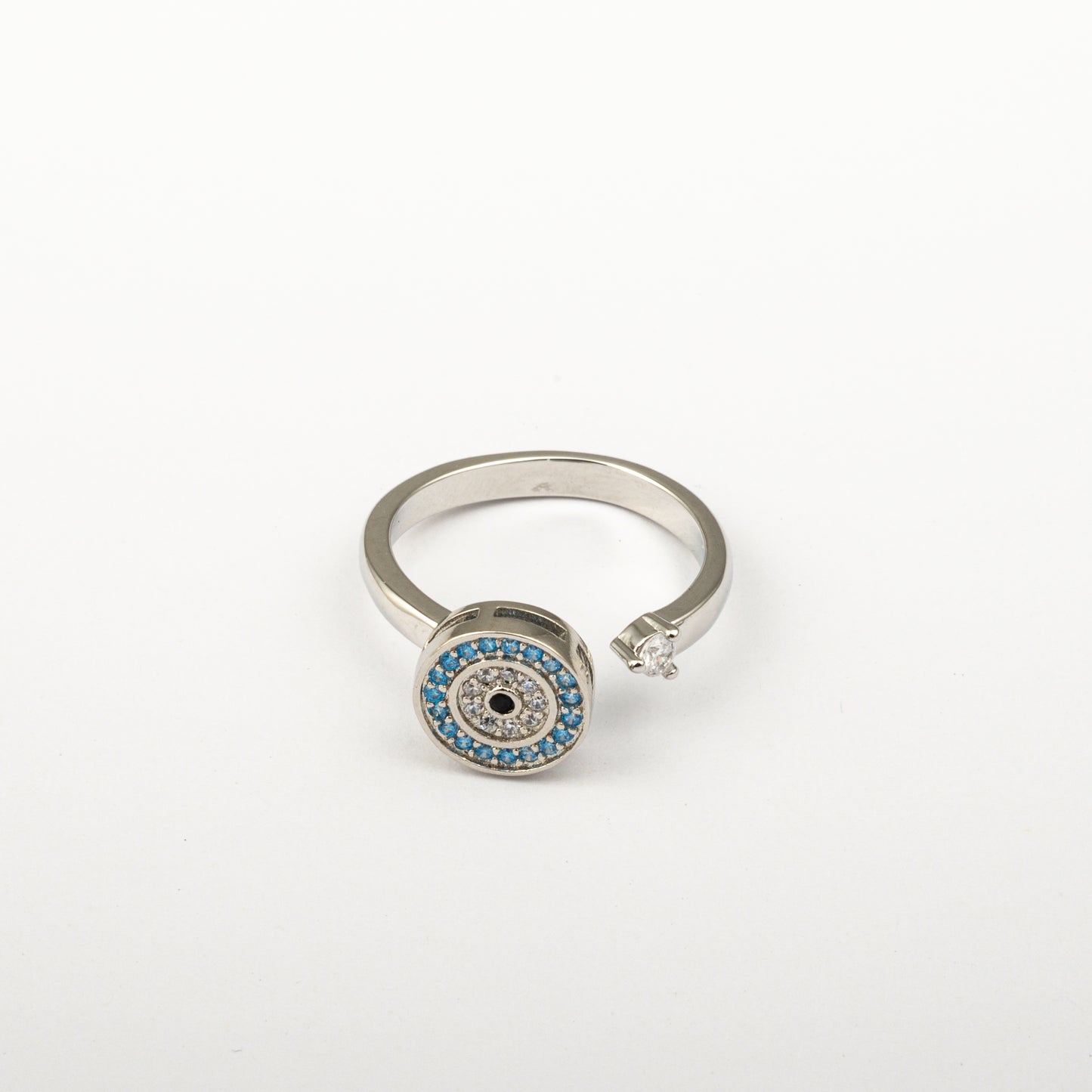 Anillo Giratorio Ojo Turco Plateado