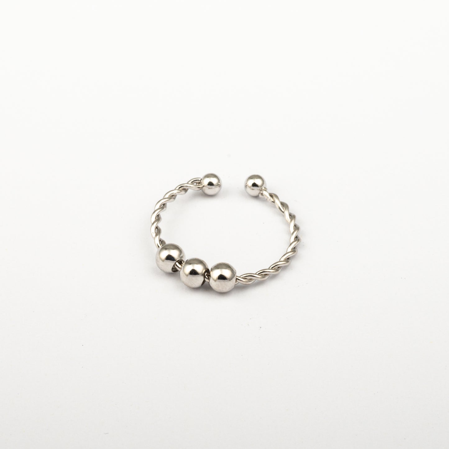 Anillo Anto-Estrés Deslizante Trenza Julio Plateado