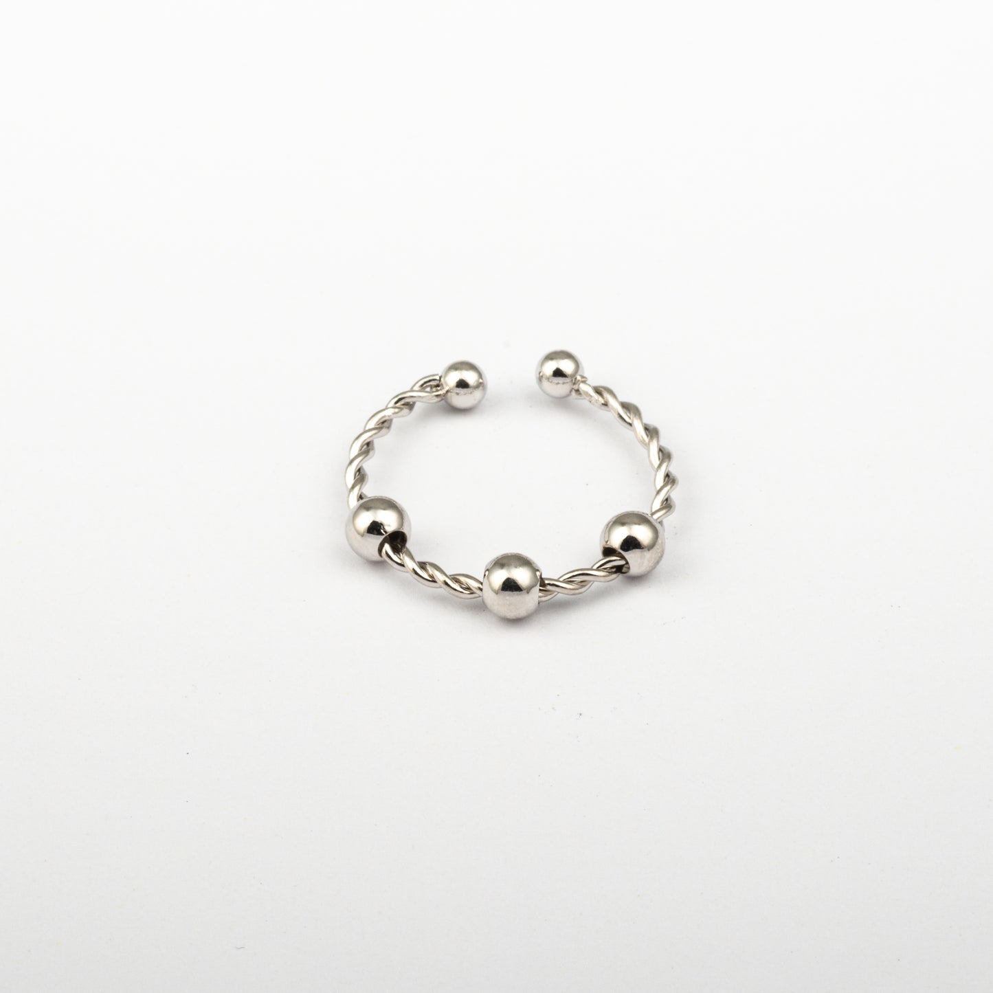 Anillo Anto-Estrés Deslizante Trenza Julio Plateado