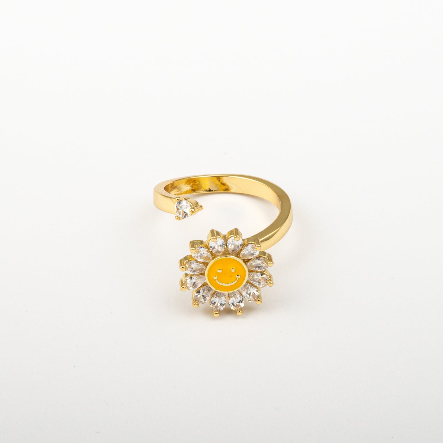 Anillo Anti-Estrés Julio Girasol Feliz Dorado