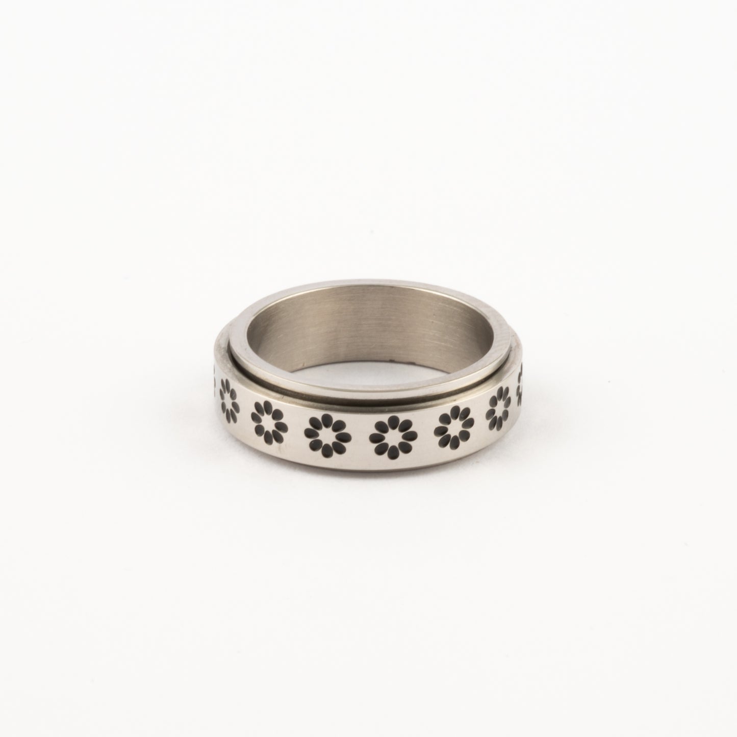Anillo Deslizante Flor Plateado