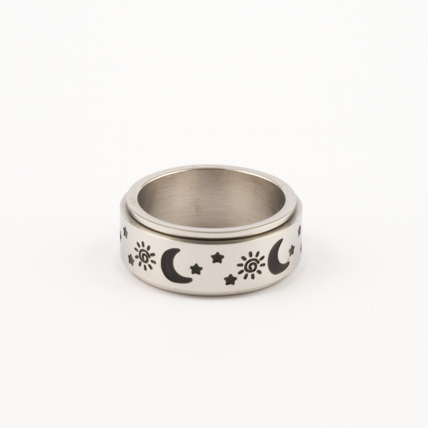 Anillo Deslizante Luna y Estrellas 1 Plateado
