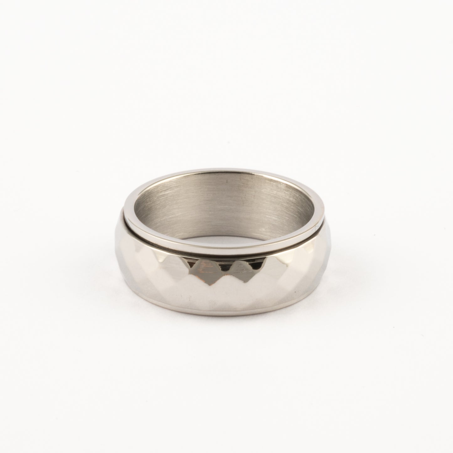 Anillo Deslizante Grueso Corte Rombo Plateado