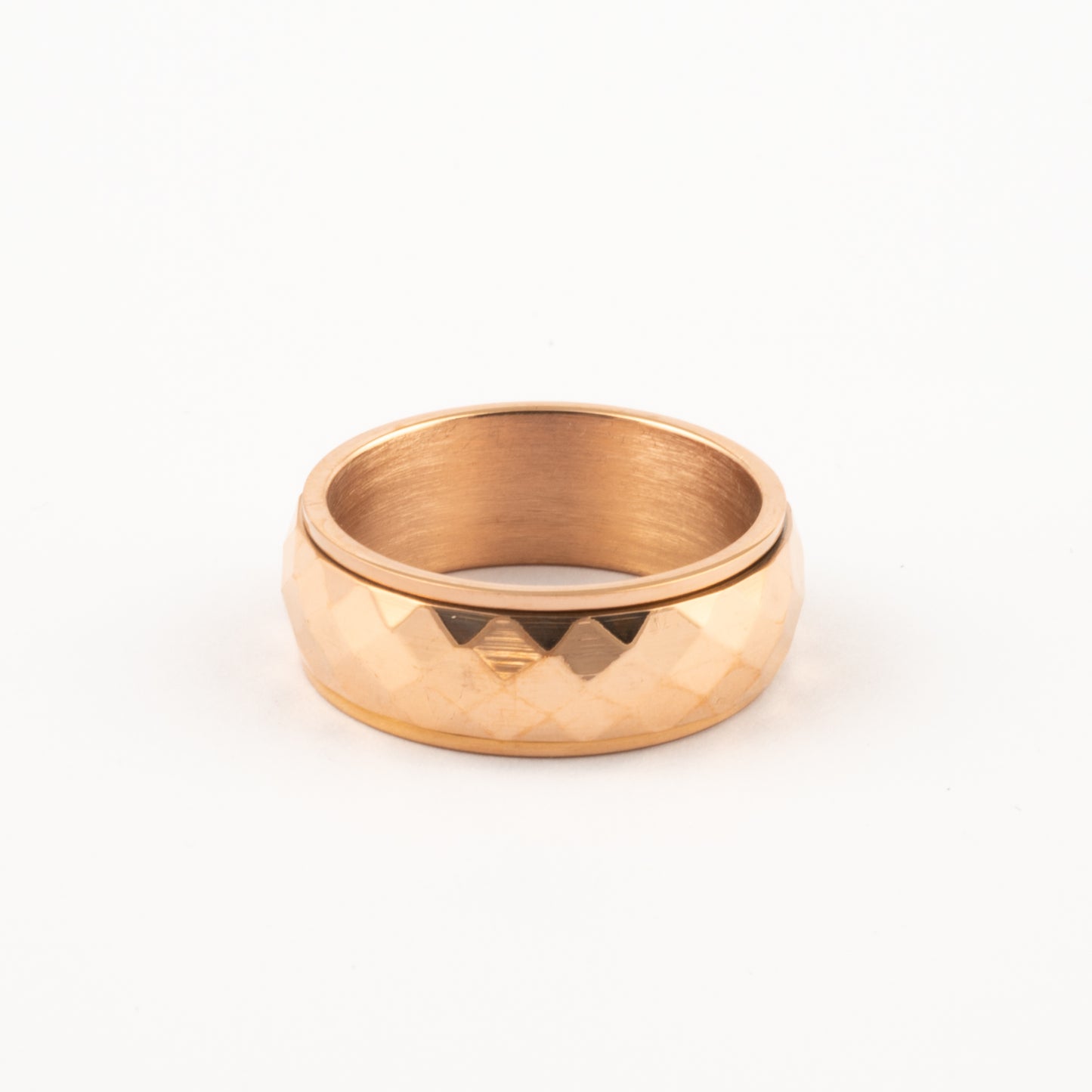 Anillo Deslizante Grueso Corte Rombo Oro Rosa