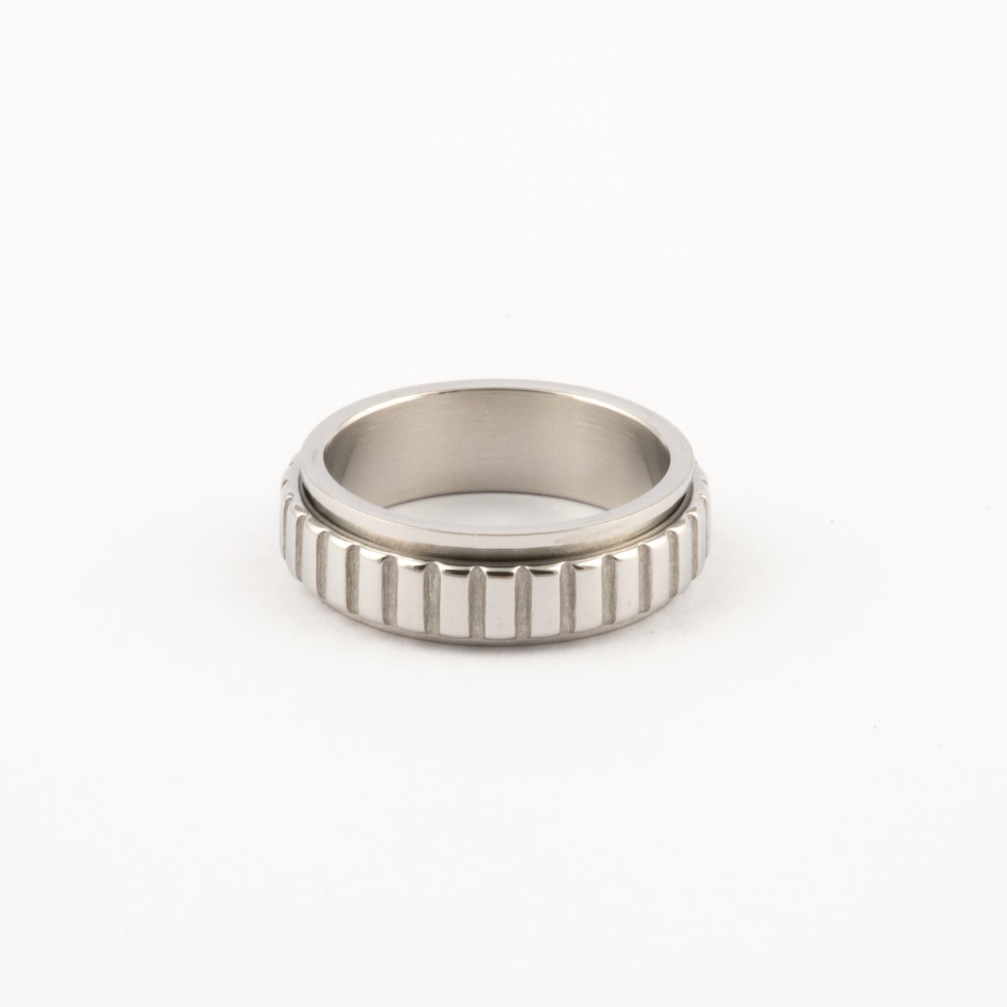 Anillo Deslizante Patrón Rectángulos Plateado