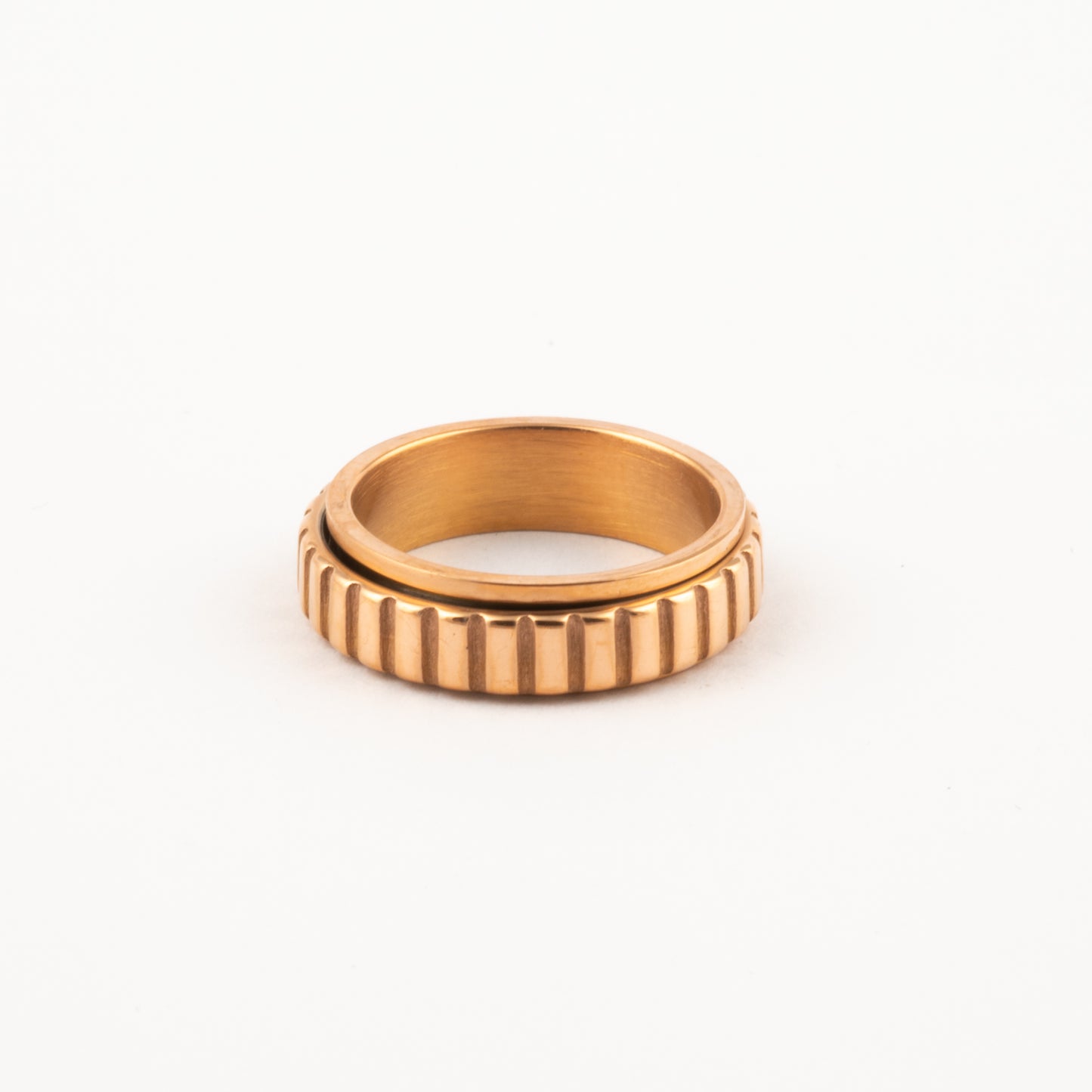 Anillo Deslizante Patrón Rectángulos Oro Rosa