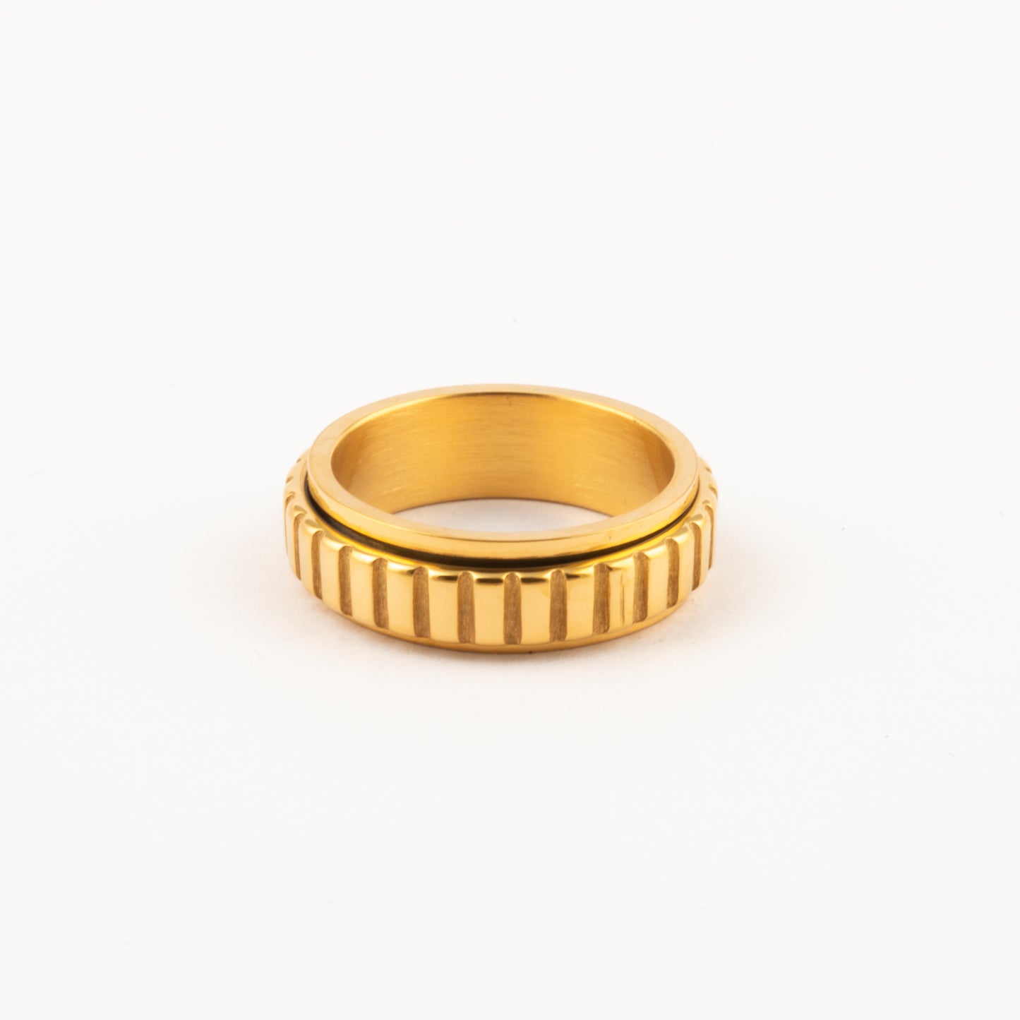 Anillo Deslizante Patrón Rectángulos Dorado