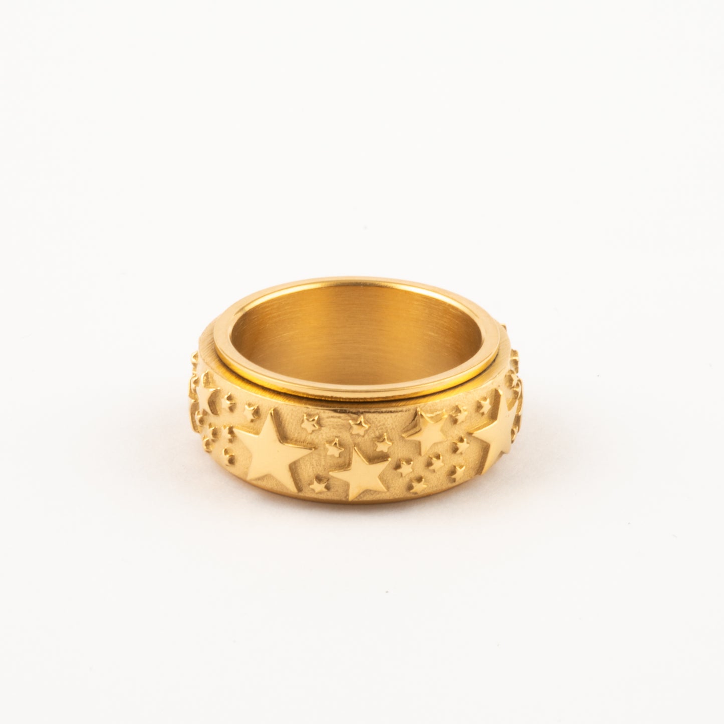 Anillo Deslizante Estrellas Relieve Dorado