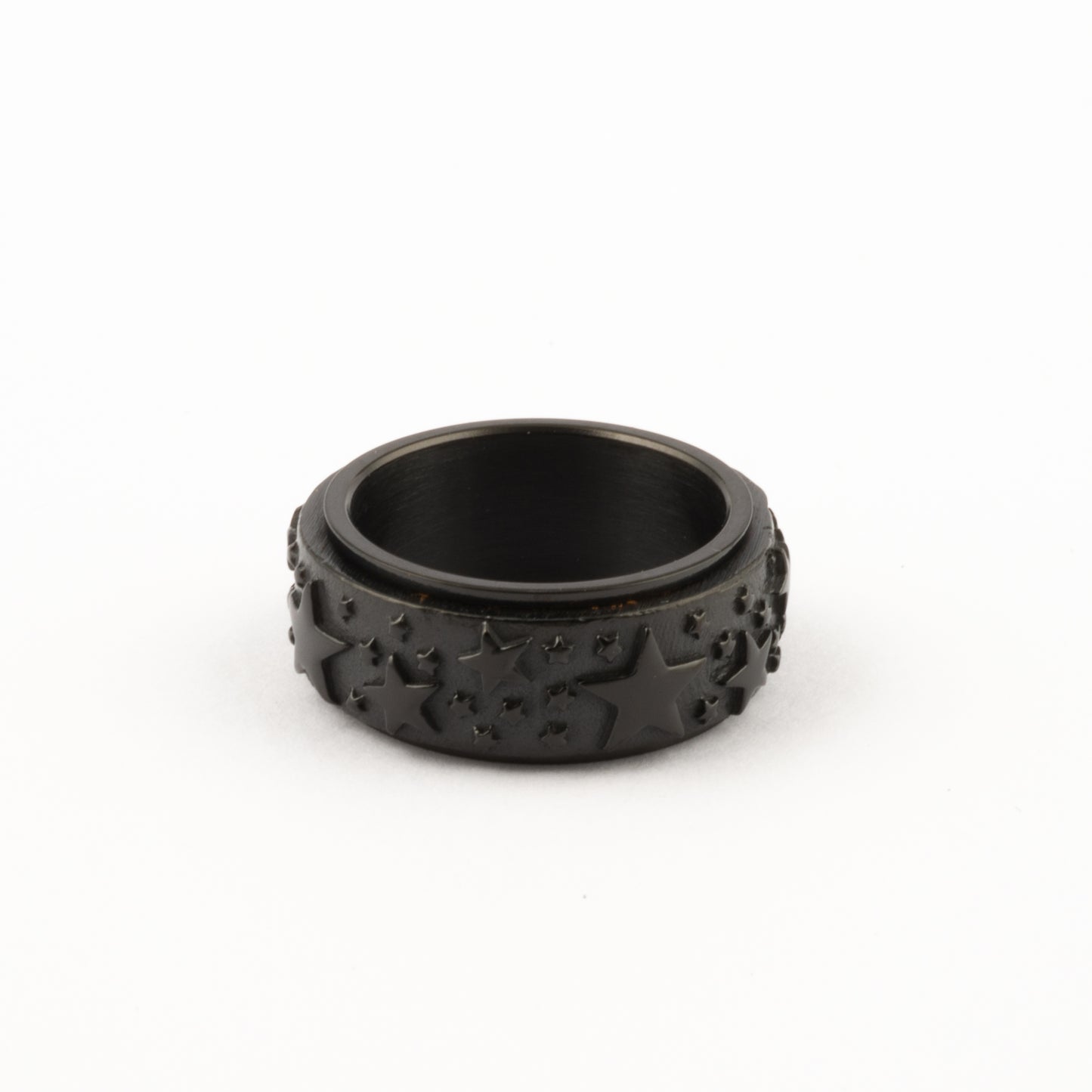 Anillo Deslizante Estrellas Relieve Negro