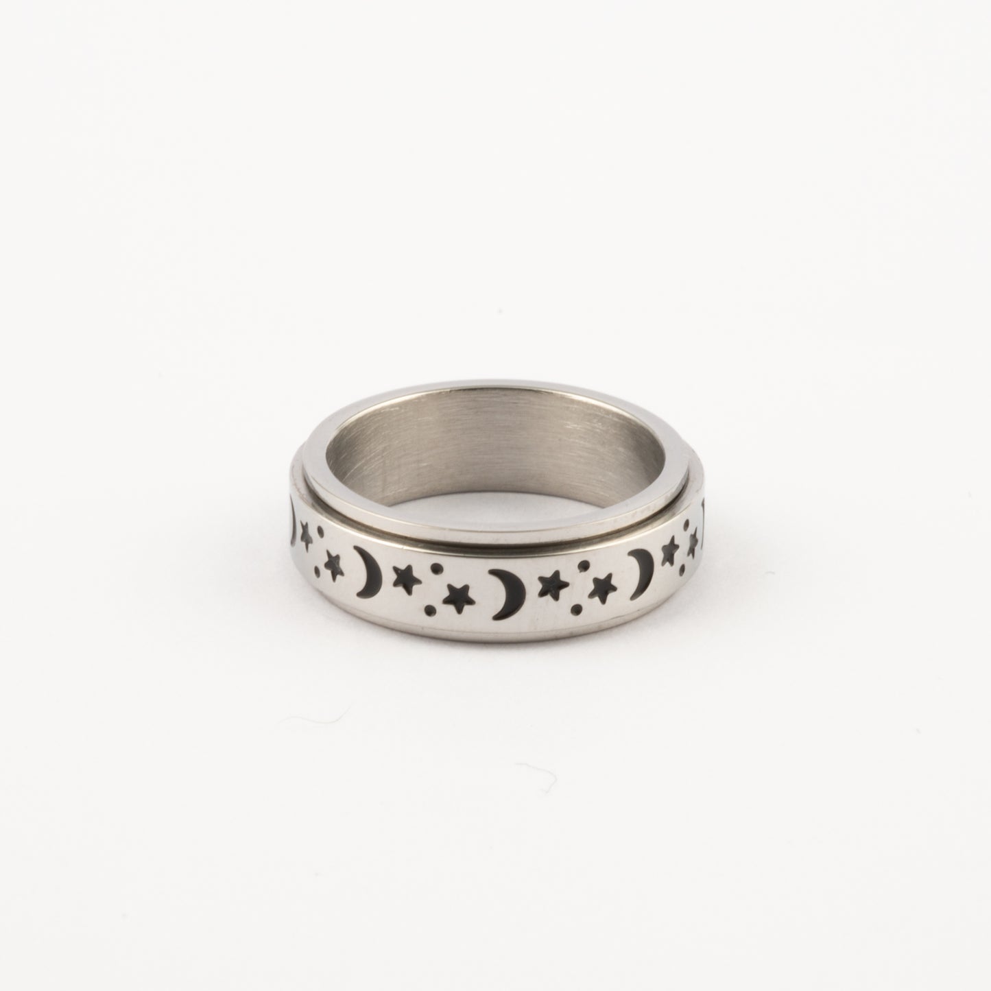 Anillo Deslizante Luna y Estrellas 2 Plateado