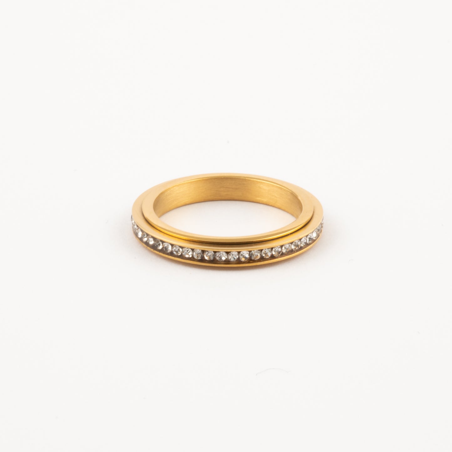 Anillo Deslizante Delgado Zirconias Dorado