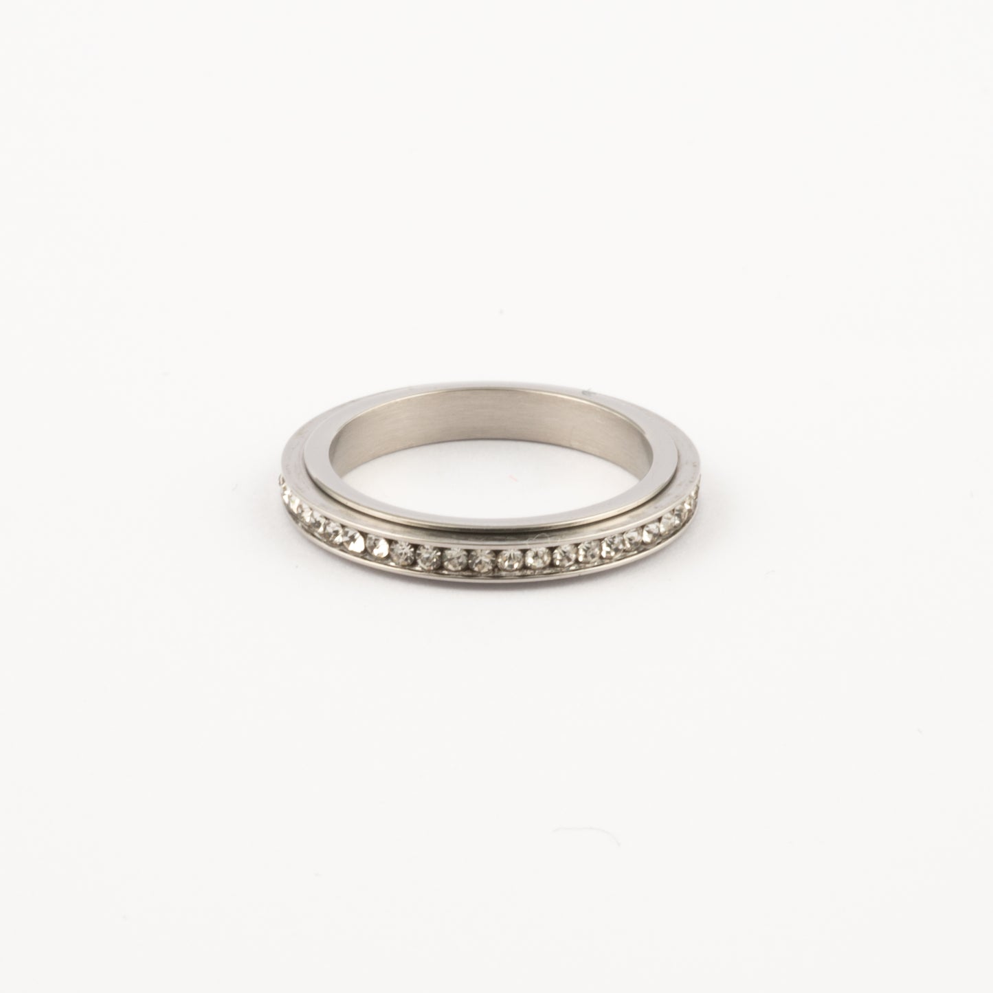 Anillo Deslizante Delgado Zirconias Plateado
