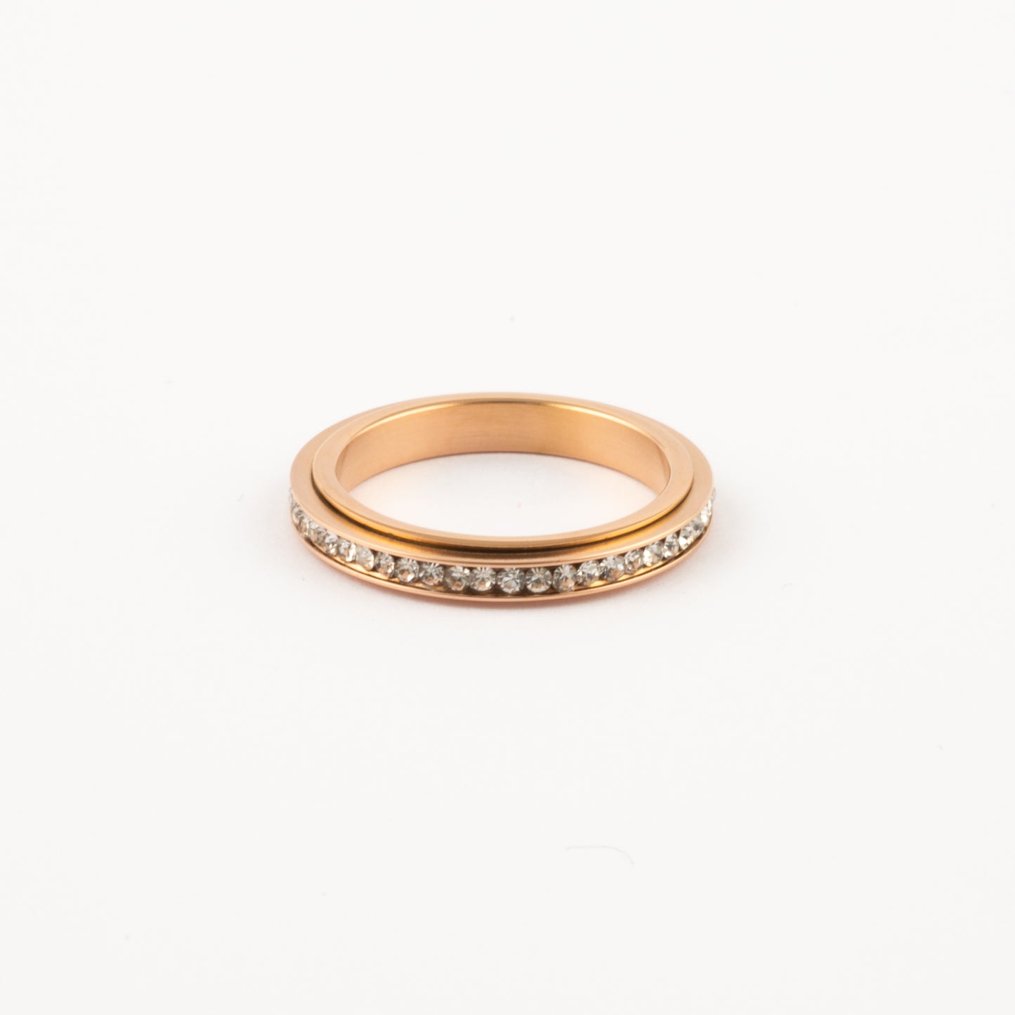 Anillo Deslizante Delgado Zirconias Oro Rosa