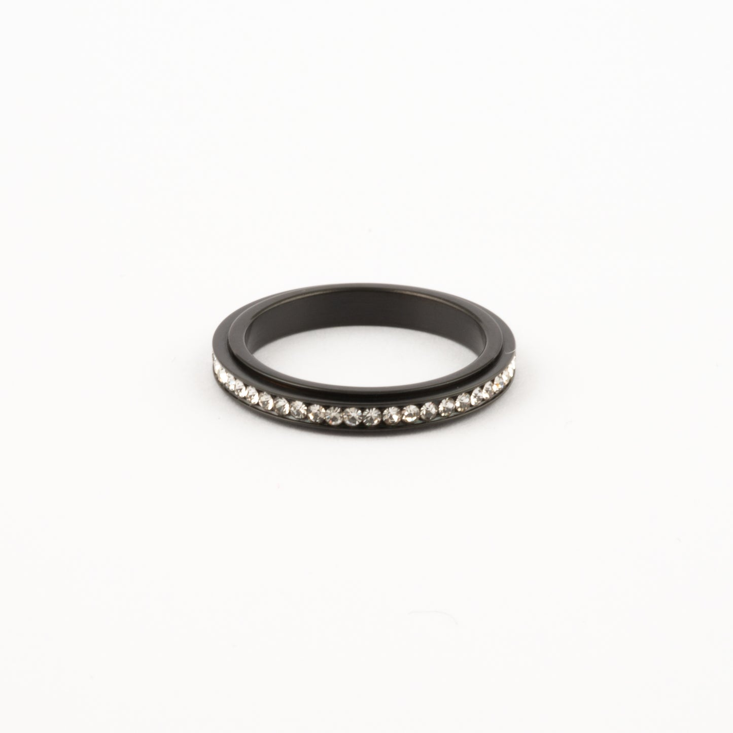 Anillo Deslizante Delgado Zirconias Negro
