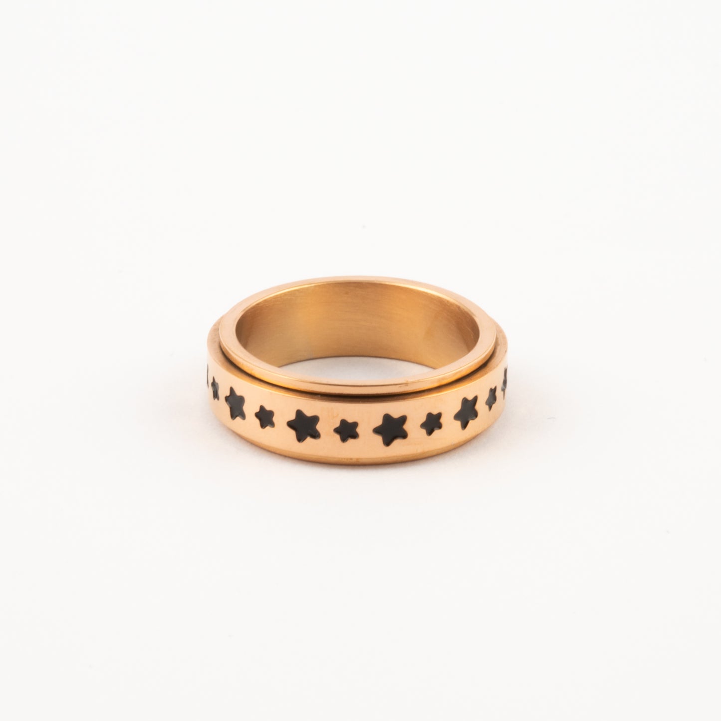 Anillo Deslizante Estrellas Negras Oro Rosa