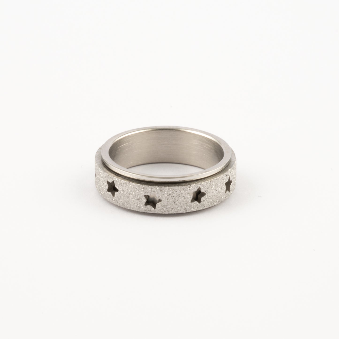 Anillo Deslizante Estrellas Aspero Plateado