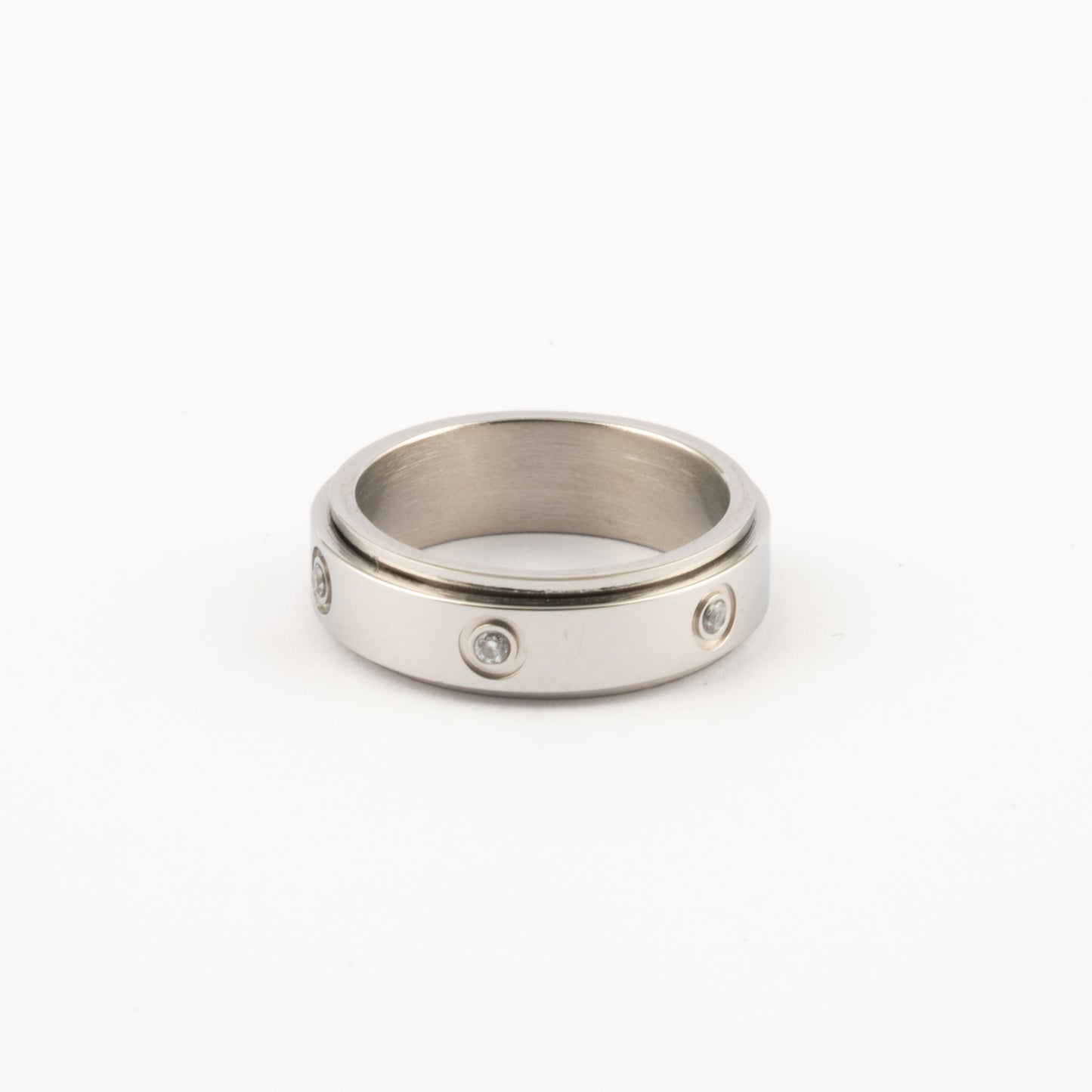 Anillo Deslizante Insertos Zirconias Plateado