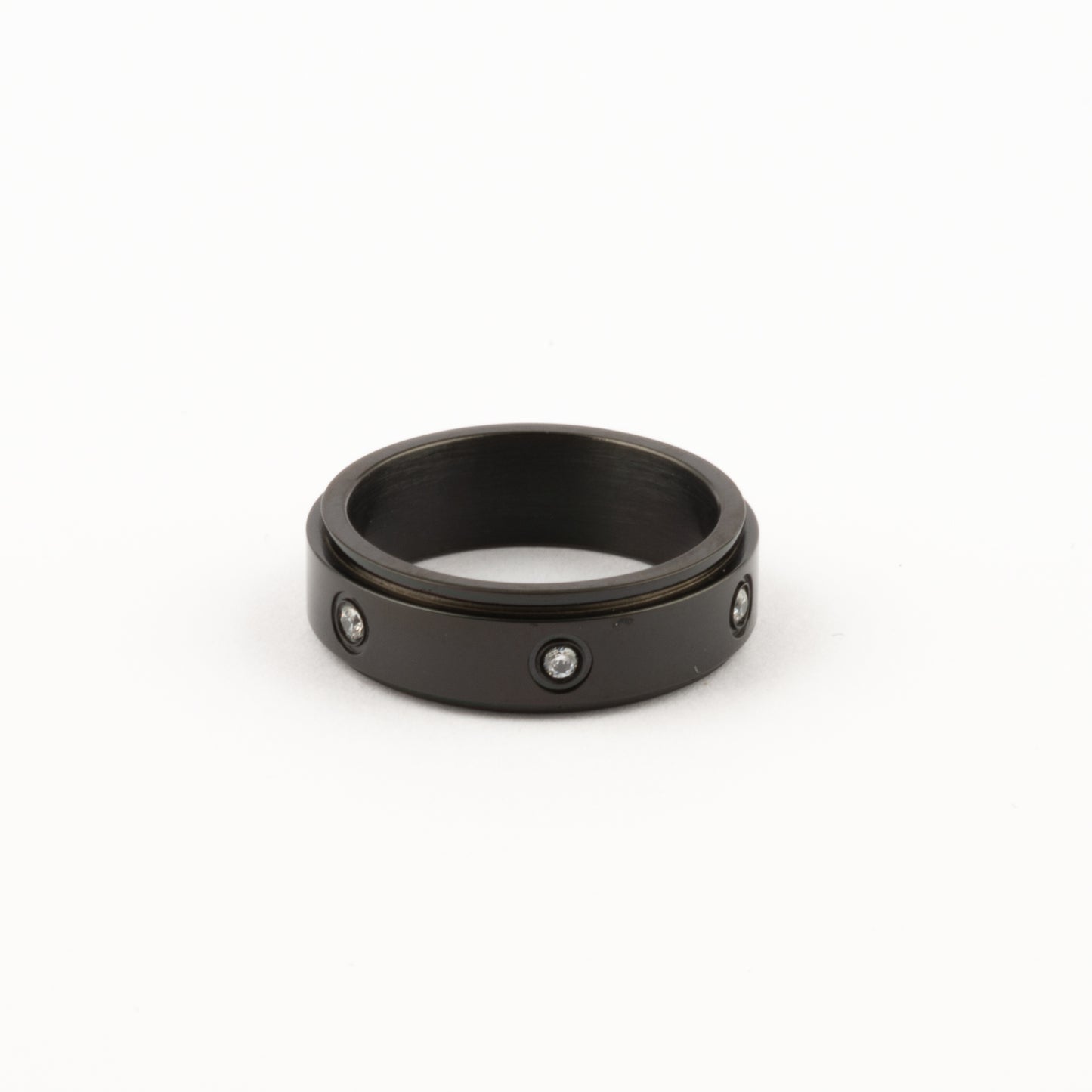 Anillo Deslizante Insertos Zirconias Negro