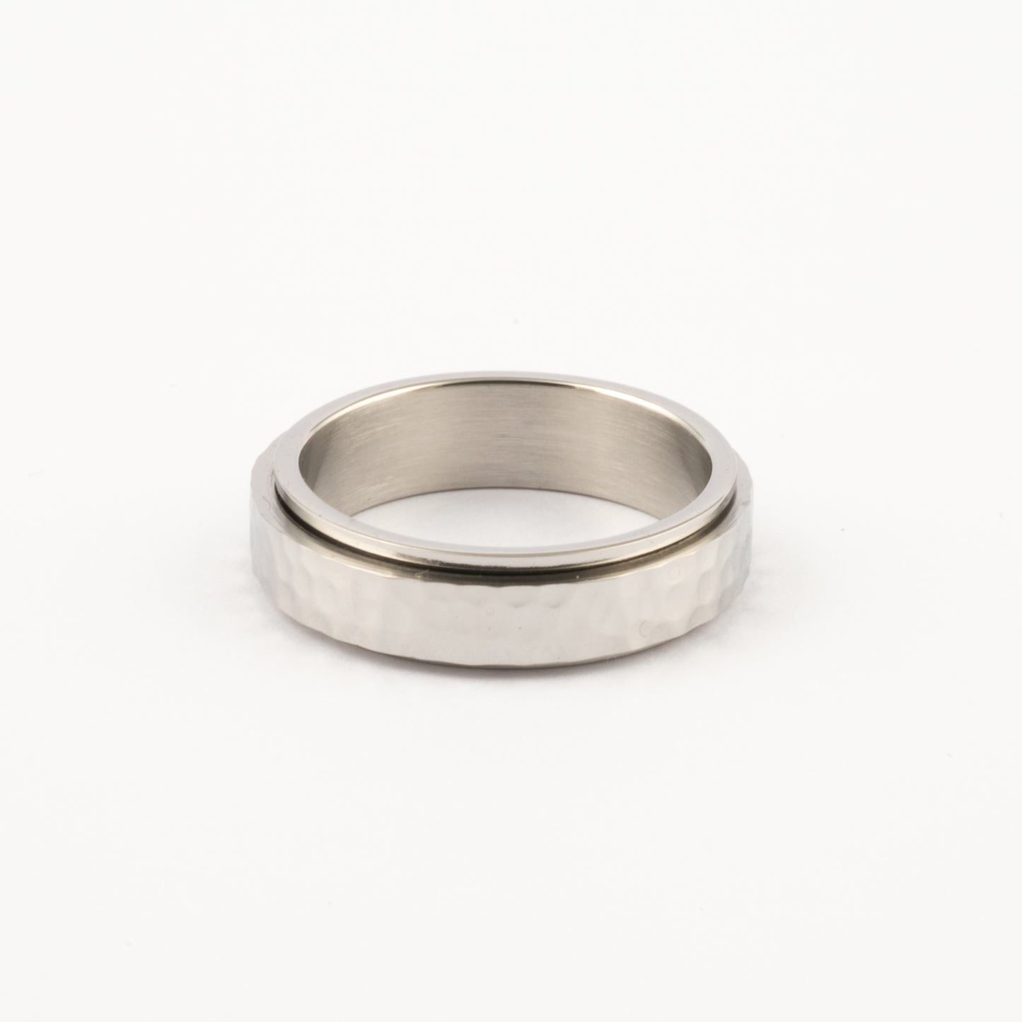 Anillo Deslizante Hammered Plateado