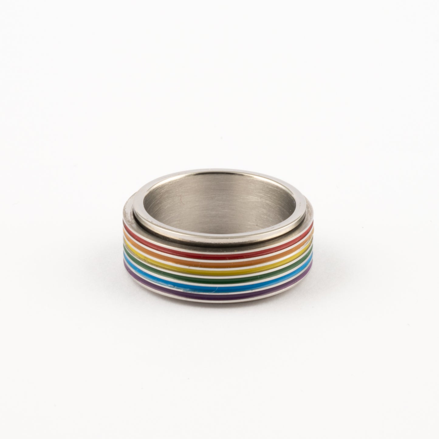 Anillo Deslizante Arcoiris Plateado