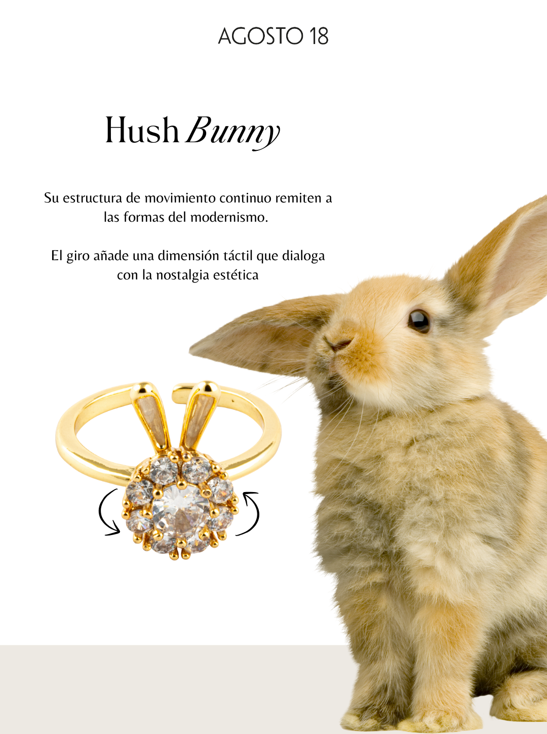 Anillo Anti-Estrés Conejo Dorado Hush Bunny