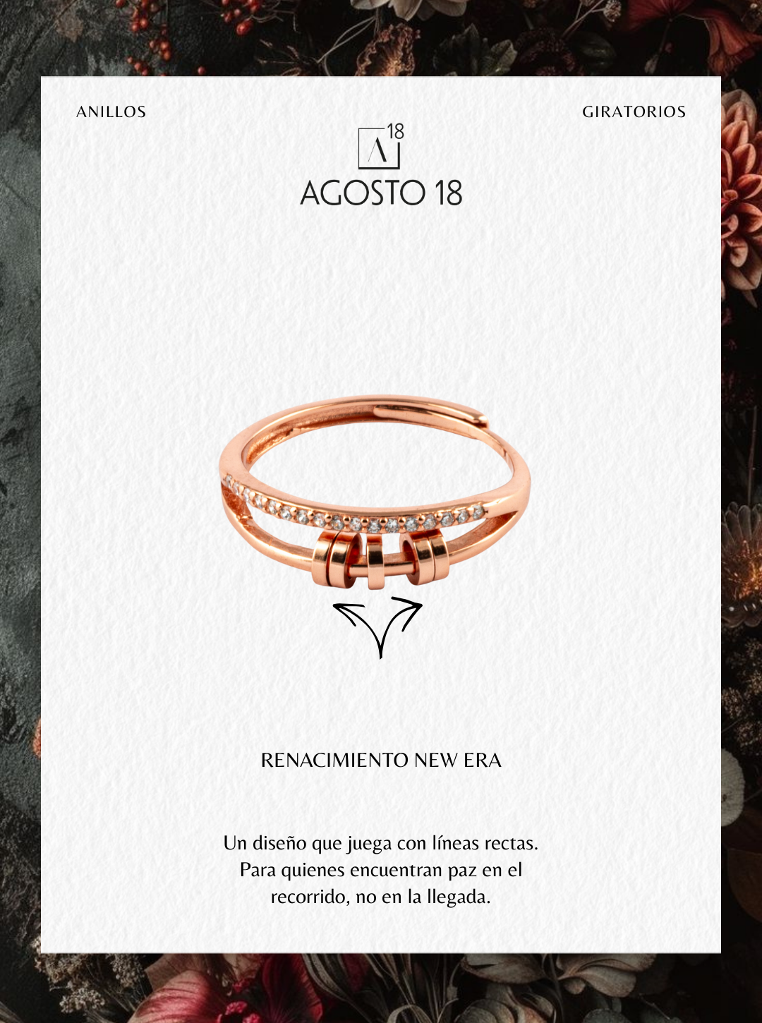 Anillo Anti-Estrés Plata S925 Oro Rosa y Zircon