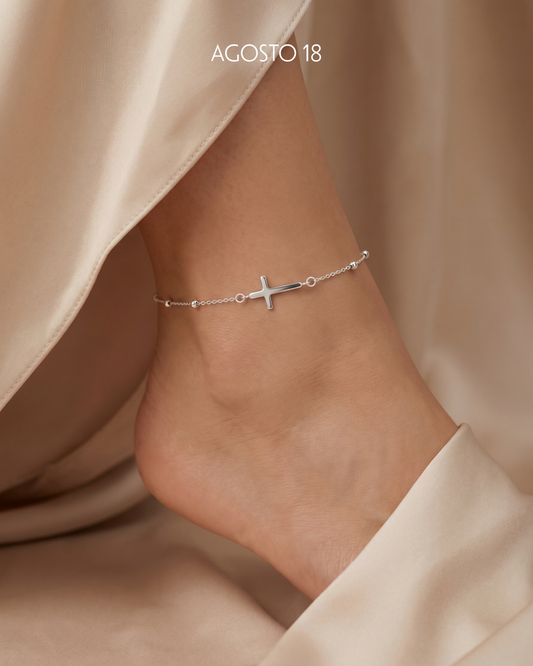 Tobillera Cruz Plata S925
