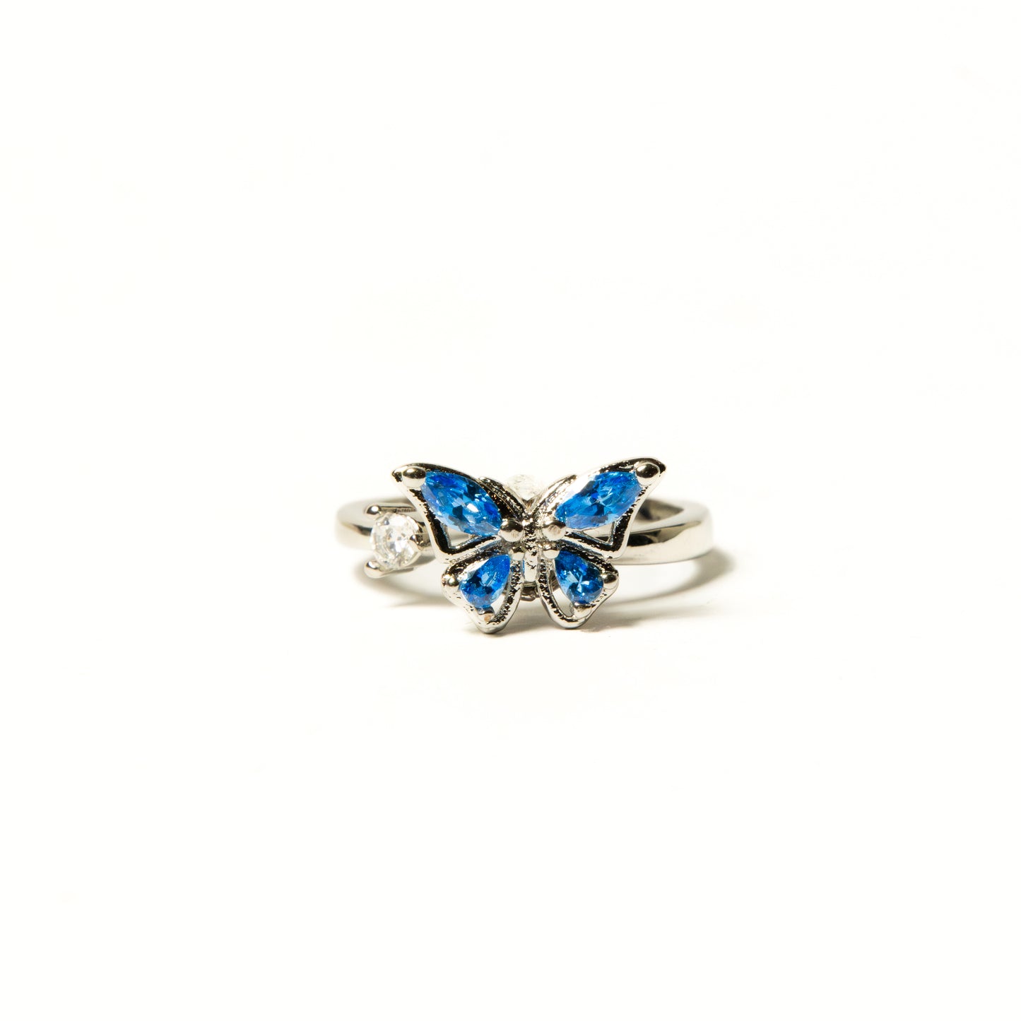 Anillo Giratorio Mariposa Plateado y Celeste - Agosto 18
