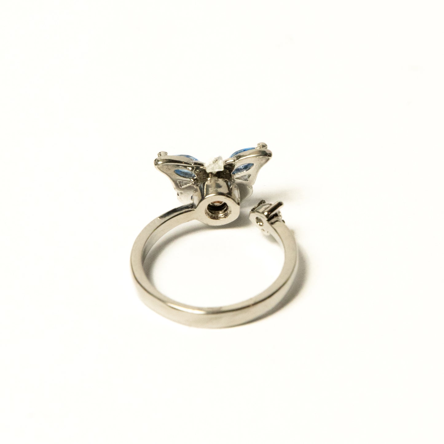 Anillo Giratorio Mariposa Plateado y Celeste - Agosto 18