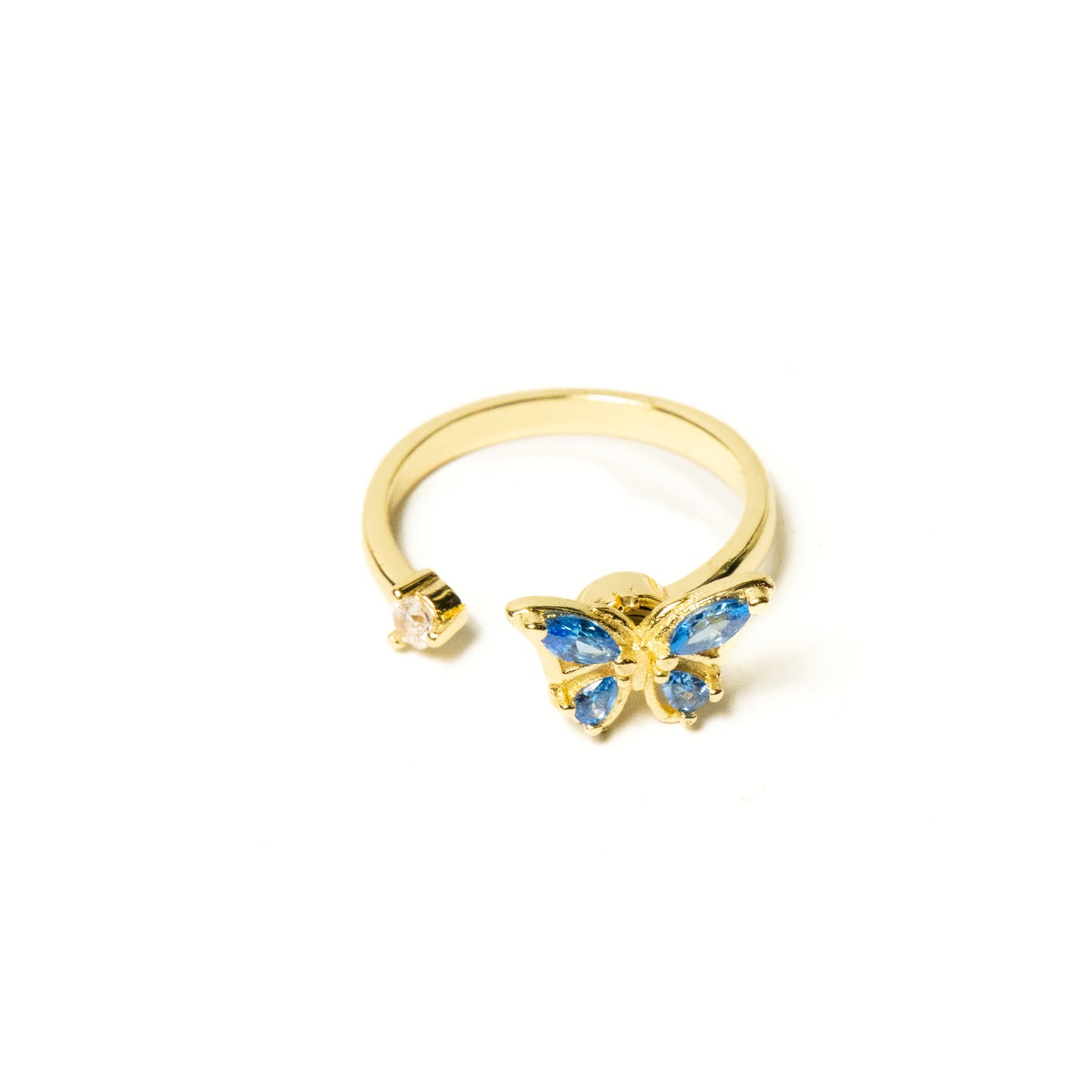 Anillo Giratorio Mariposa Dorado y Celeste - Agosto 18