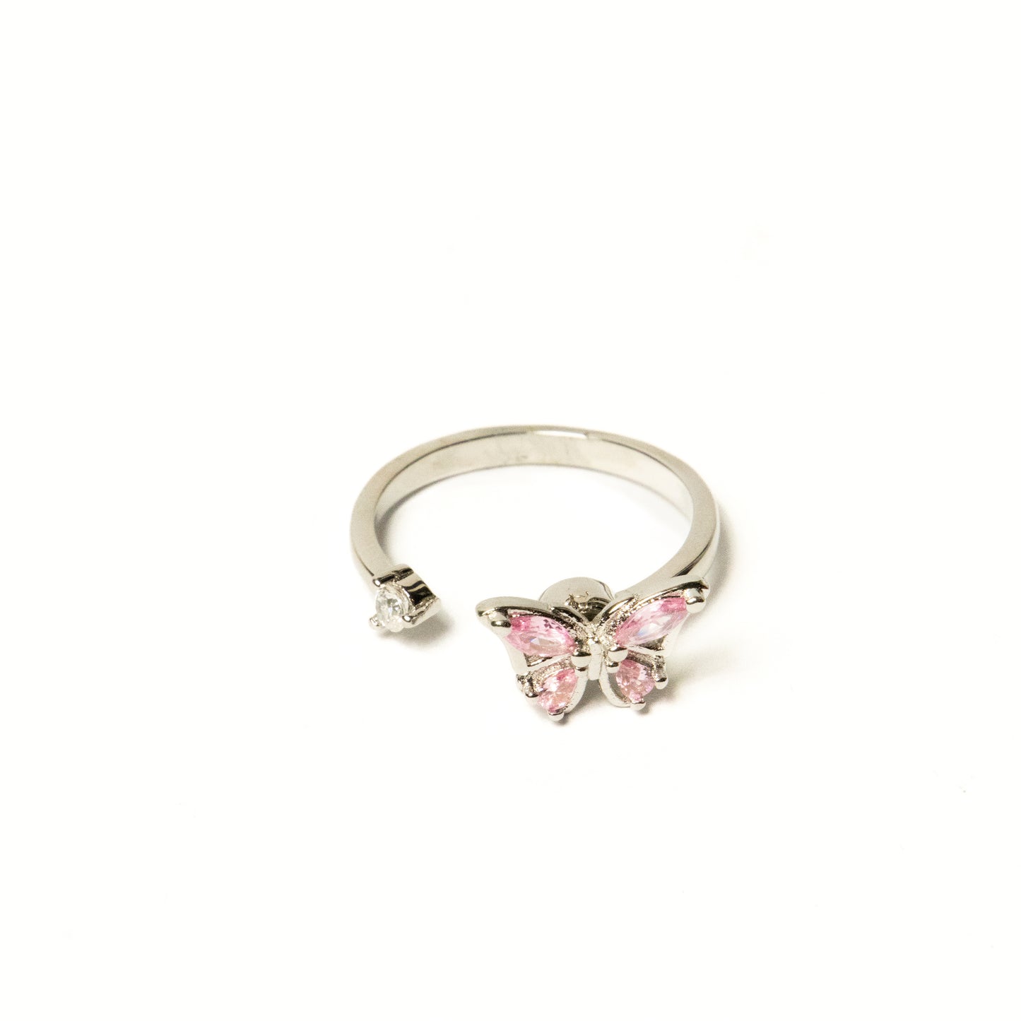 Anillo Giratorio Mariposa Plateado y Rosa - Agosto 18