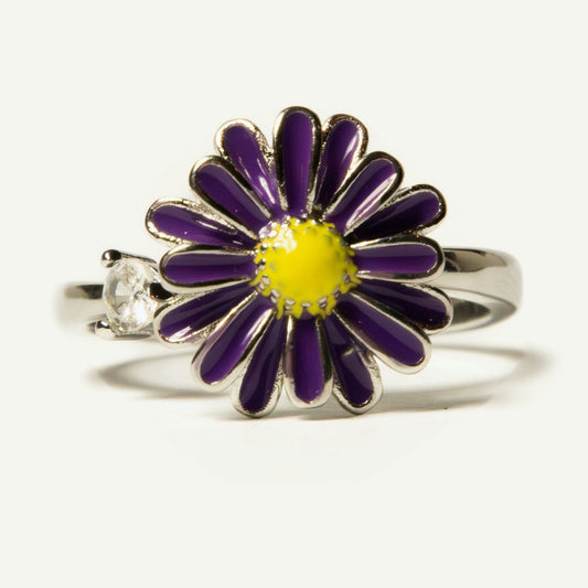 Anillo Giratorio Flor Púrpura