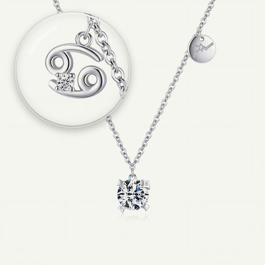 Collar Constelación Cáncer S925 plateado - lupa sobre el dije del signo